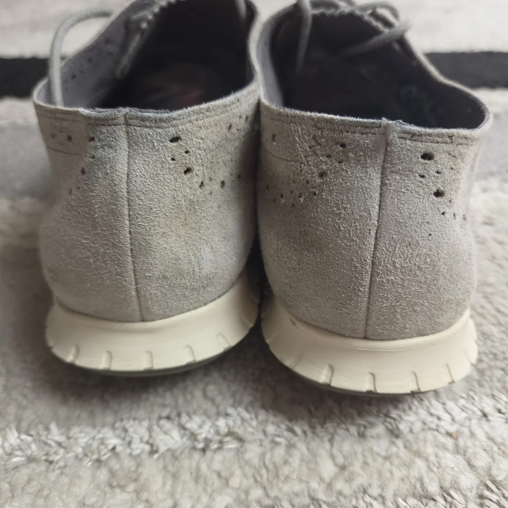 Men's Suede Wingtip Derby in Light Gray